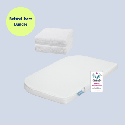 Newborn Einschlaf Set - Beistell Matratze & 2er-Pack Bettlaken